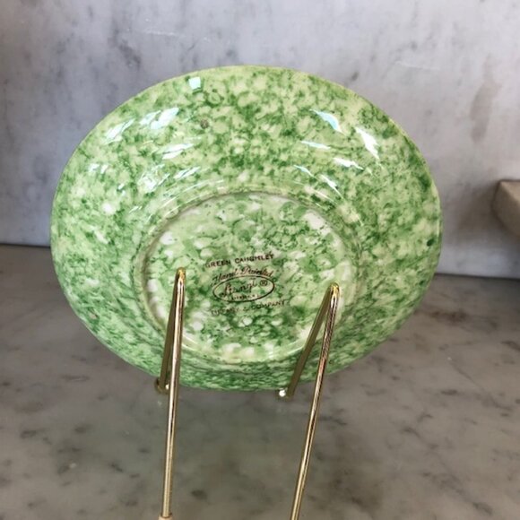 TIFFANY & CO STANGL Spongeware Hand Painted Green Caughley Plate Green  … - Picture 7 of 14